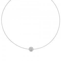 Collier câble grande boule lisse argent 925/1000 rhodié