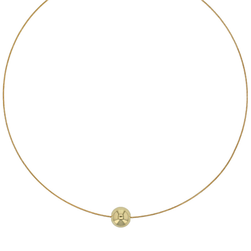 Collier câble grande boule lisse argent 925/1000 rhodié