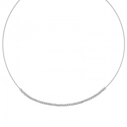Collier câble petites boules diamantées, argent 925/1000 rhodié
