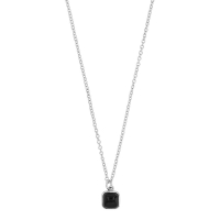 Collier cabochon carré agate rouge, argent 925/1000 rhodié