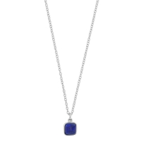 Collier cabochon carré agate rouge, argent 925/1000 rhodié