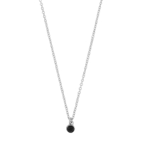 Collier cabochon rond agate noire, argent 925/1000 rhodié