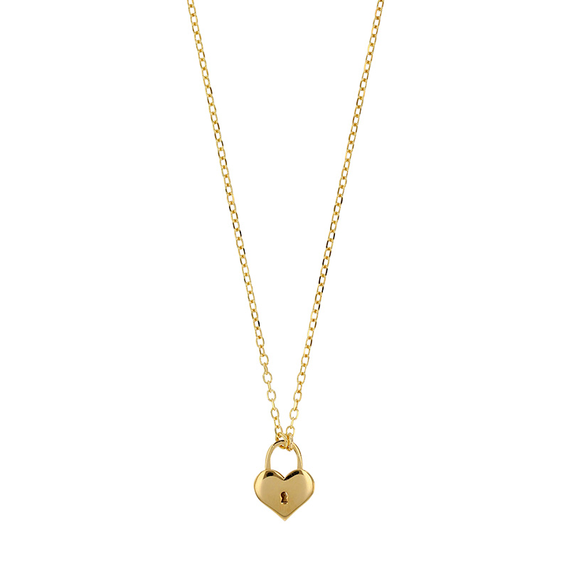 Collier cadenas forme coeur, argent 925/1000 platiné