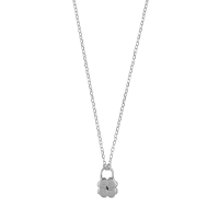 Collier cadenas forme trèfle, argent 925/1000 platiné