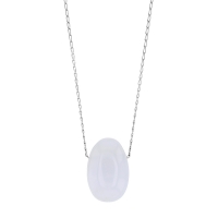 Collier Calcédoine blanche, chaîne argent 925/1000 platiné