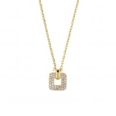 Collier carré ajouré, orné d’oxydes et plaqué or