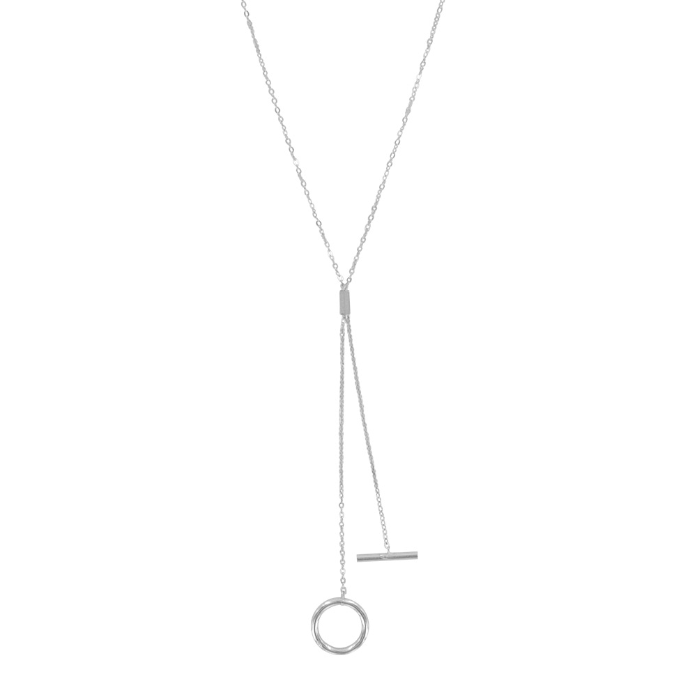 Collier cercle et barre en argent rhodié 925/1000
