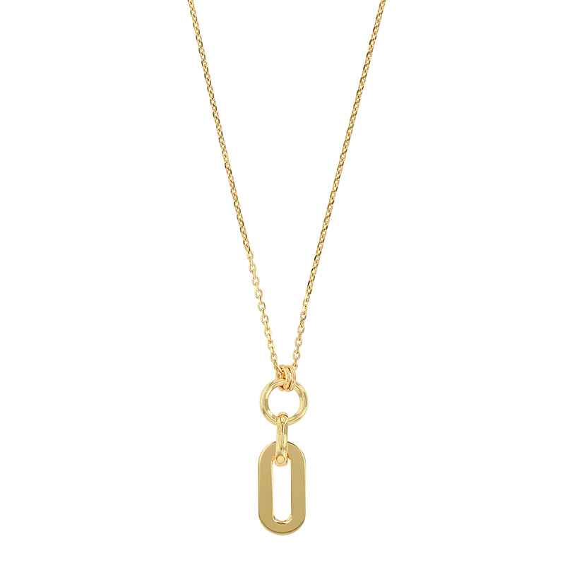 Collier cercle et 2 ovales entrelacés, argent 925/1000 doré