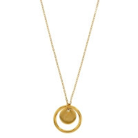 Collier cercle et rond avec gravure love, acier doré