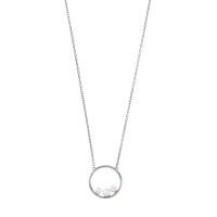 Collier cercle orné de 3 perles de culture d'eau douce, argent 925/1000 platiné