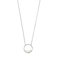 Collier cercle orné de 3 perles de culture d'eau douce, argent 925/1000 platiné