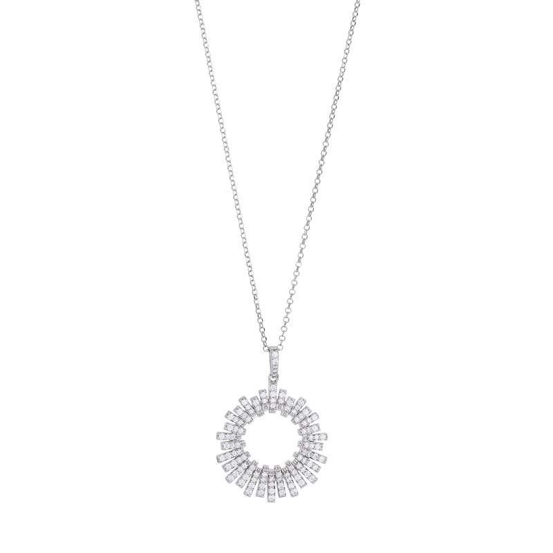 Collier cercle orné de barres avec oxydes, argent 925/1000 rhodié