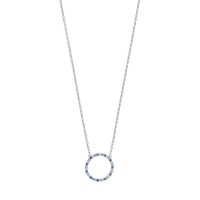 Collier cercle serti d'oxydes de couleurs blancs et bleus, argent 925/1000 platiné