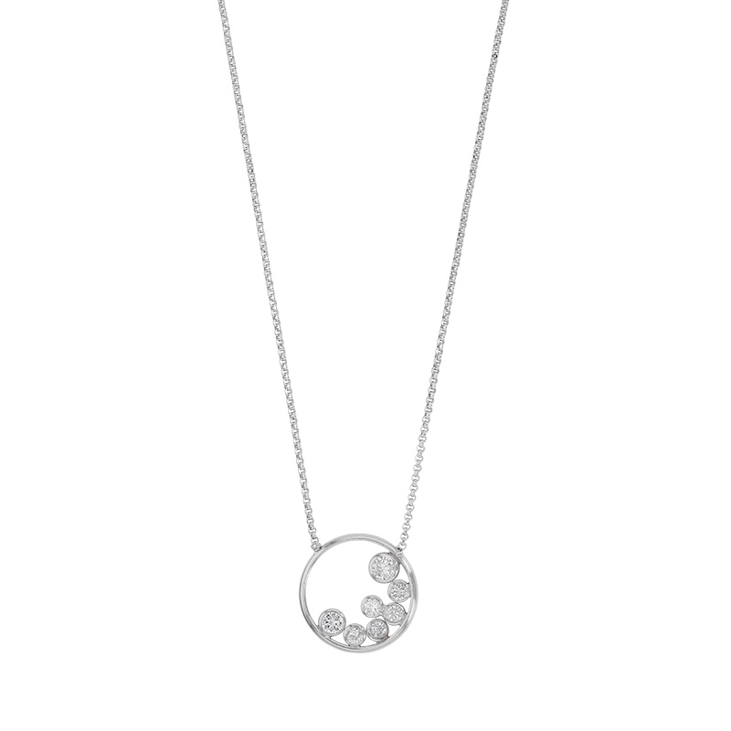 Collier cercle serti d'oxydes de zirconium en argent 925/1000 platiné