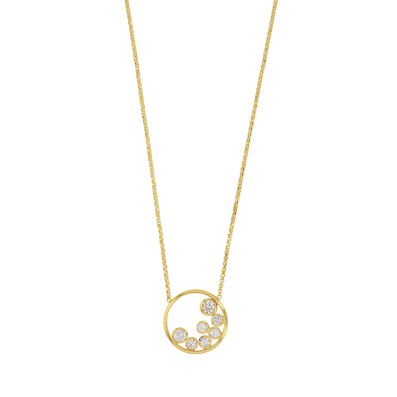 Collier cercle serti d'oxydes de zirconium en argent 925/1000 platiné