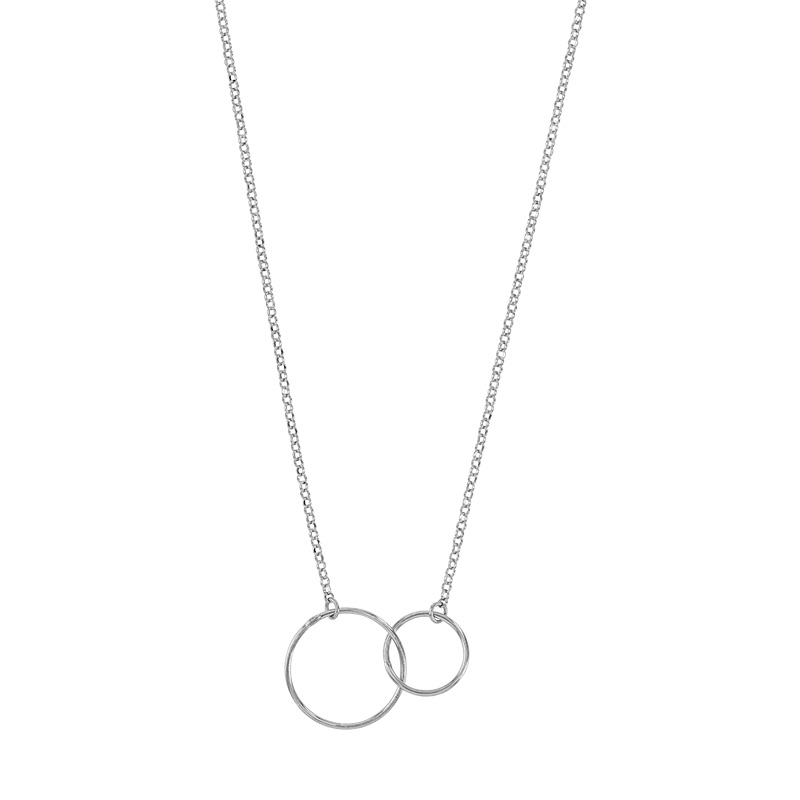 Collier 2 cercles entrelacés, argent 925/1000 rhodié
