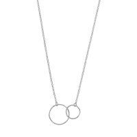 Collier 2 cercles entrelacés, argent 925/1000 rhodié