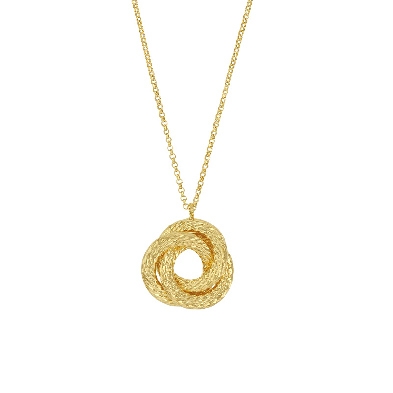 Collier 3 cercles entrelacés ciselés, argent 925/1000 doré