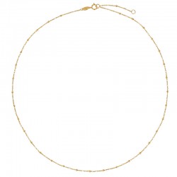 Collier chaîne forçat avec petites perles et émail blanc, Or 750/1000