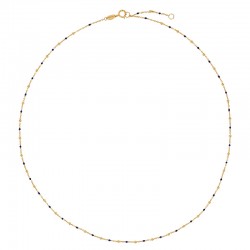 Collier chaîne forçat avec petites perles et émail bleu, Or 750/1000