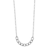 Collier chaîne maille allongée et maille gourmette, argent 925/1000 rhodié