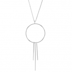 Collier CIRCLE MANIA en argent 925/1000 rhodié cercle évidé et pendants