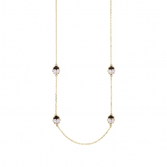 Collier coccinelles émail blanc en Or 375/1000 - 45 cm