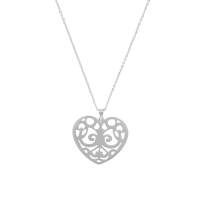 Collier coeur ajouré acier 44 + 5cm