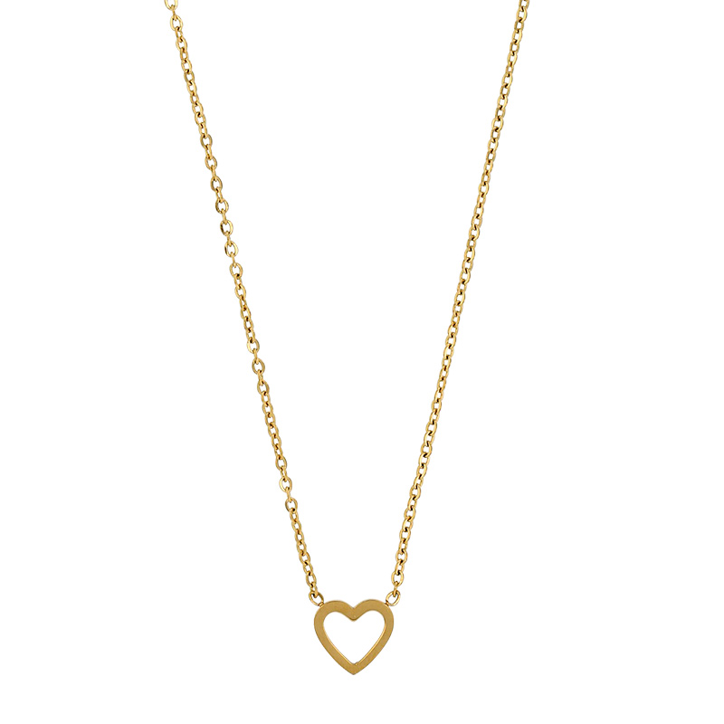 Collier coeur ajouré, acier doré
