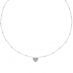 Collier coeur aspect strié et boules en argent 925/1000 doré