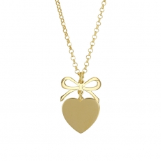 Collier coeur avec noeud en argent 925/1000 doré