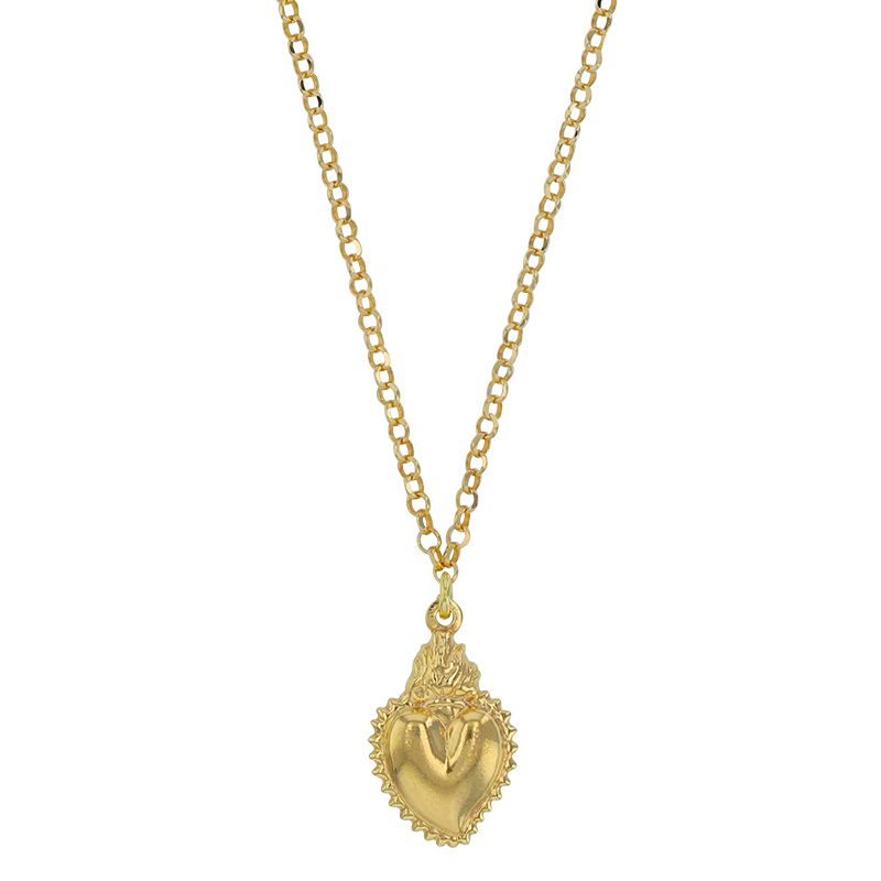 Collier coeur bombé en argent 925/1000 doré