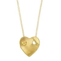 Collier coeur brossé avec barre et boule, argent 925/1000 doré