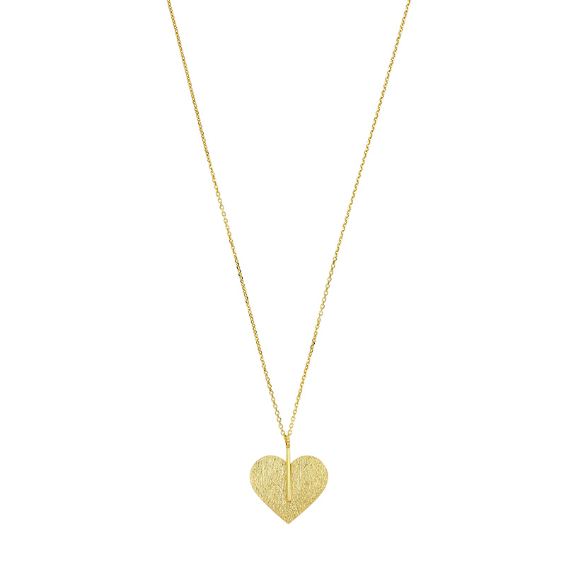 Collier coeur brossé en argent 925/1000 doré