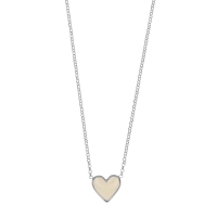 Collier coeur émail noir, argent 925/1000 platiné