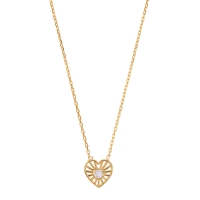 Collier coeur plaqué or avec motif soleil en Oxyde de zirconium