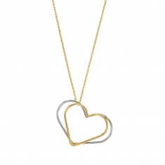 Collier 2 coeurs acier et acier doré