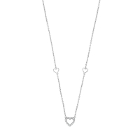 Collier coeurs ajourés en argent 925/1000 rhodié avec oxydes de zirconium