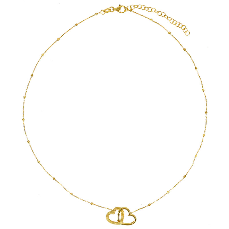 Collier 2 coeurs entrelacés en argent 925/1000 doré