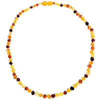 Collier composé de petites pierres d'ambre multicolores, fermoir à vis