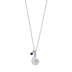 Collier coquillage argent 925/1000 rhodié orné d'un cristal bleu