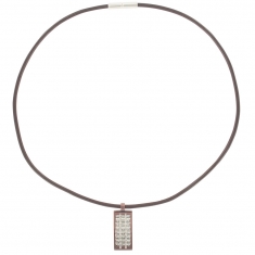 Collier cordon cuir d'équin marron 50cm et pendentif acier marron