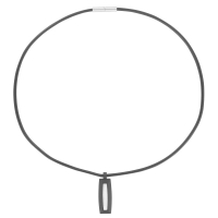 Collier cordon cuir d'équin noir 50 cm et pendentif acier