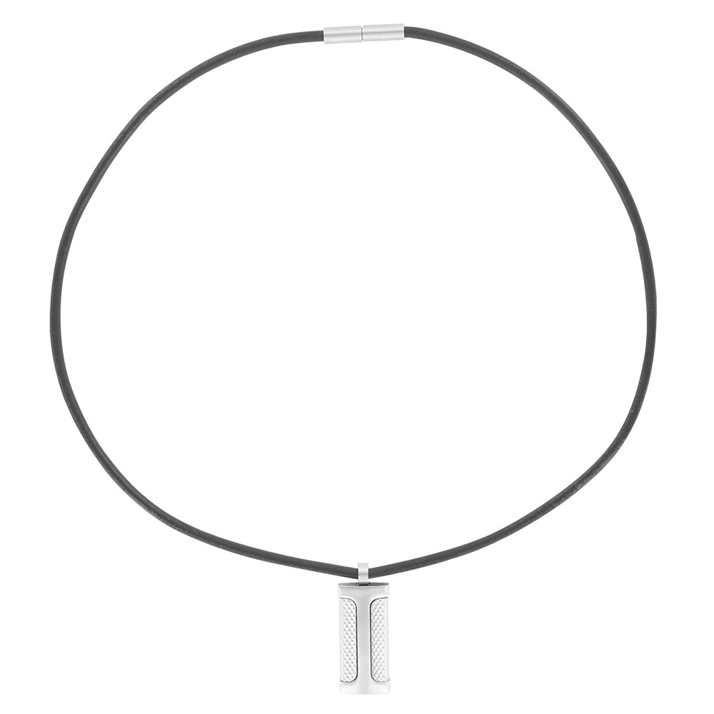 Collier cordon cuir d'équin noir 50cm et pendentif acier