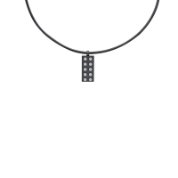 Collier cordon cuir de bovin orné d'un pendentif à effet clouté en acier