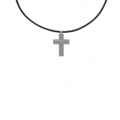 Collier cordon en cuir de bovin avec pendentif croix