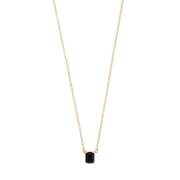 Collier cristal noir facetté taille rectangle, argent 925/1000 doré