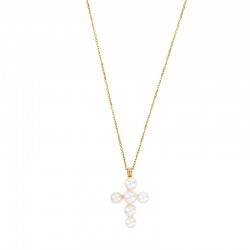 Collier croix en perles de culture d'eau douce, Or 375/1000