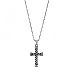 Collier croix torsadée 4,5 x 2,5cm maille pop-corn en acier