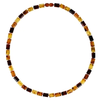 Collier cube allongé ambre cognac, miel et cerise avec fermoir à vis